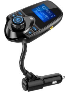 Nulaxy Wireless in-Car Bluetooth FM Transmitter Radio Adapter Car Kit with 1.44 Inch Display and USB Car Charger