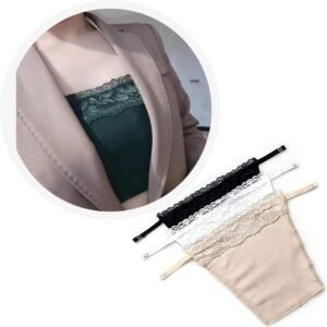 GLAMORAS Cotton Clip On Camisole for Women Mock Lace | Deep Neck Cleavage Cover Up Inner Cami Secret Slip for Women | Free Size – Set of 3