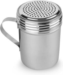 Stainless Steel Dredge Shaker Ideal For Salt, Spice, Sugar (2, 10 oz With Handle)