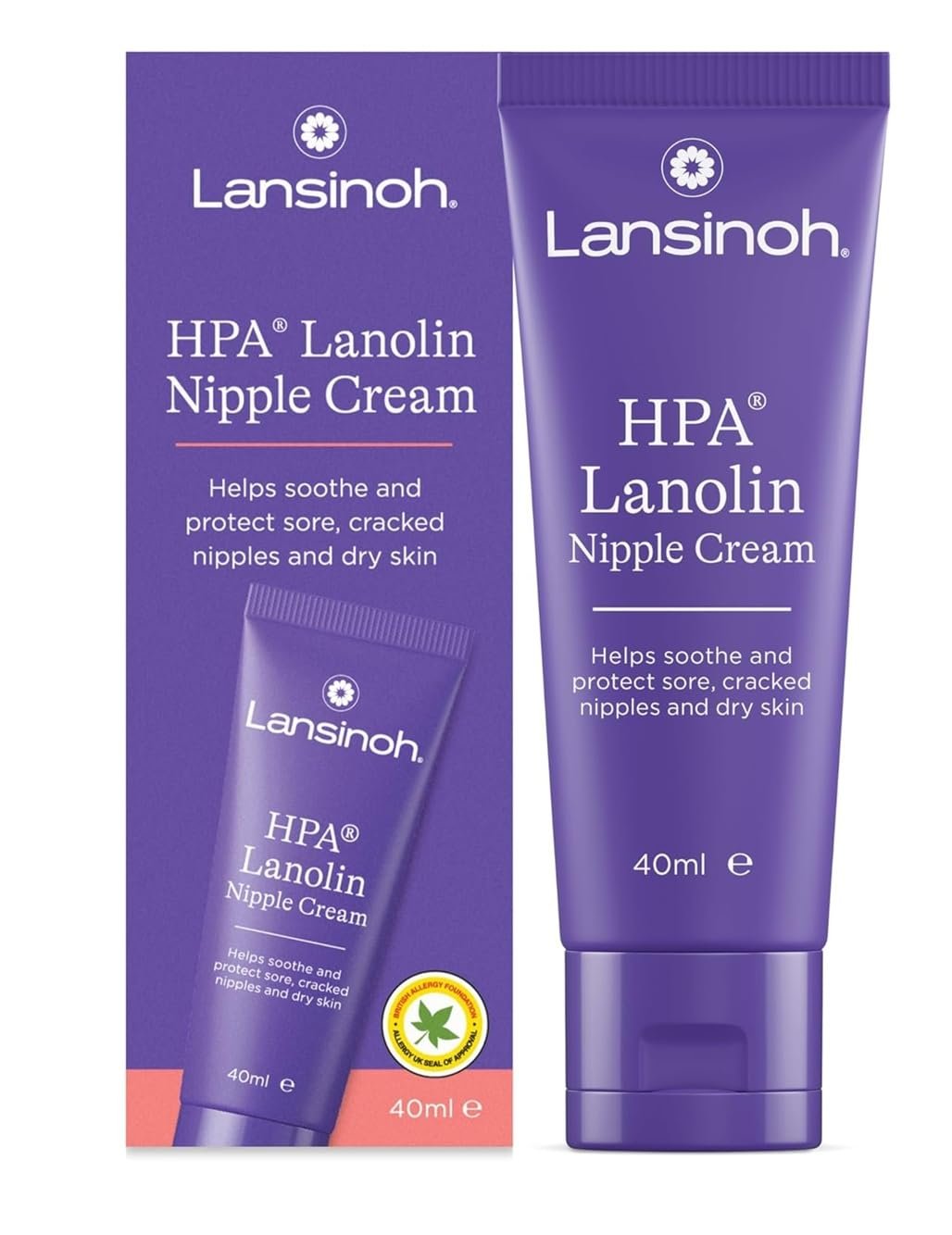 Lansinoh Nipple Cream For Cracked, Dry and Sore Nipples, Breast Feeding Moms, 100% Natural Origin HPA Lanolin, Soothing, Tasteless & Odourless, Clinically Tested, Safe For Baby, Maternity Essentials, 40ml