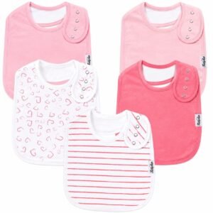 KiddyStar Double Layer Bandana Bibs – Thick, Multi Snaps, Organic Cotton – Soft & Absorbent – For Drooling, Teething, Feeding