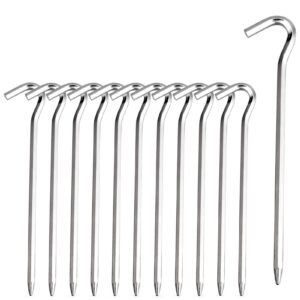 FANBX F Aluminium Tent Stakes Pegs – 12Pcs, 7�€™€™ Hexagon Rod Stakes Nail Spike Garden Stakes Camping Pegs for Pitching Camping Tent, Canopies (Silver)