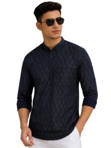 Majestic Man Men’s Cotton Regular Fit Short Printed Designer Kurta