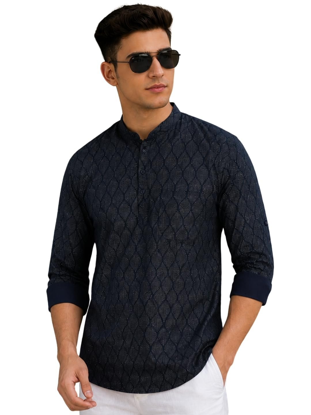 Majestic Man Men’s Cotton Regular Fit Short Printed Designer Kurta