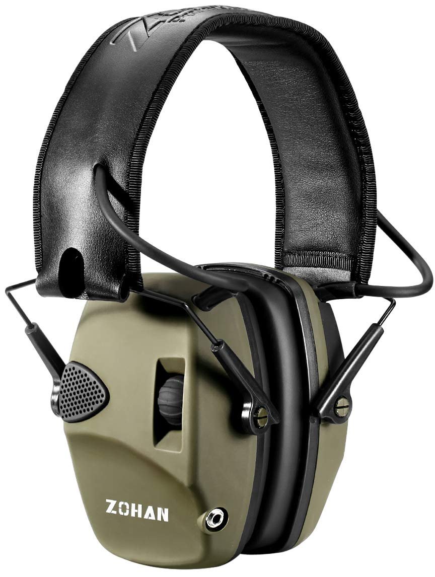 ZOHAN EM054 Electronic Shooting Ear Protection Muffs, Sound Amplification Noise Reduction Shooting Earmuffs for Gun Range, Ideal for Hunting and Shooting – Army Green