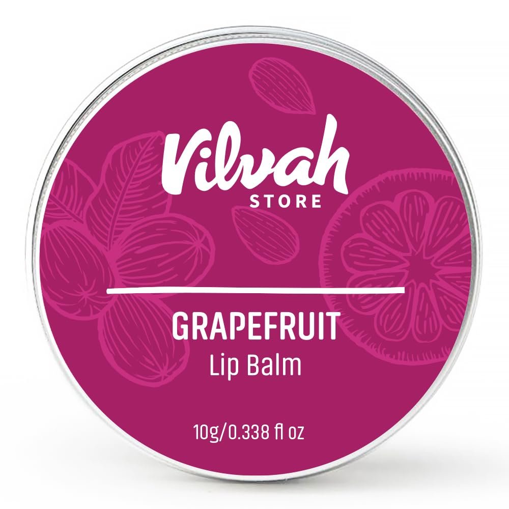 Vilvah Grapefruit Lip Balm for Dry, Chapped & Cracked Lips | Heals, Nourishes, Hydrates & Adds Natural Tint | Nourishing Shea Butter Formula | 10g
