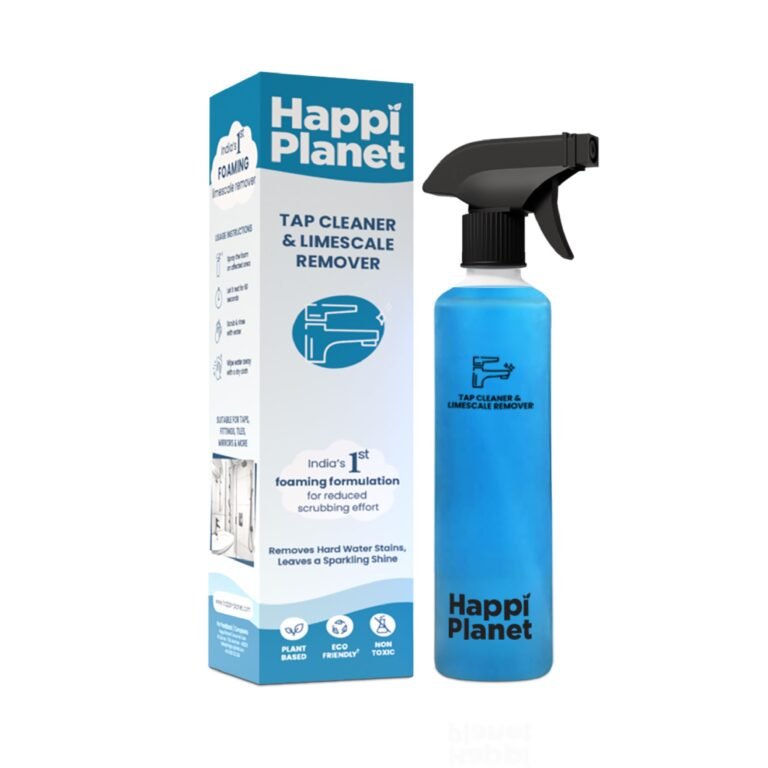 Happi Planet | Tap Cleaner & Limescale Remover | India’s 1st Foaming Formulation for Reduced Scrubbing Effort, Non-Toxic | 500ml | All Purpose Cleaner Suitable for Bathroom, Tap, Shower, Tiles, Mirror