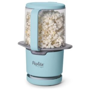 Presto 04811 PopLite My Munch Hot Air Popcorn Popper – Personal Sized, Built-In Serving Bowl, Compact Design, 8 Cups, Blue