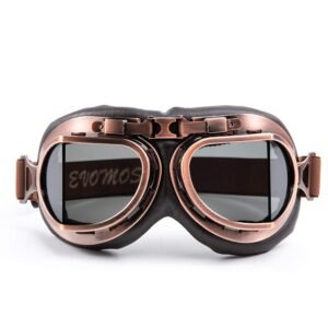 Evomosa Vintage Goggles Aviator Pilot Style Motorcycle Cruiser Scooter Goggle Bike Racer Cruiser Touring Half Helmet Goggles (Copper, Smoke)