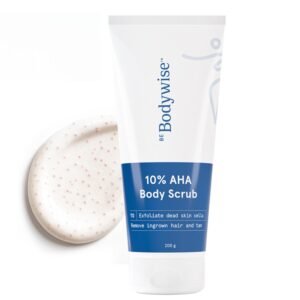 Be Bodywise 10% De Tan Lactic AHA Exfoliating Body Scrub 200g | Tan Removal & Soft-Smooth Skin | De-Tan Bathing Scrub with Centella Water & Aloe Vera, Removes Dirt & Dead Skin from Neck, Knees, Elbows & Arms | All Skin Types