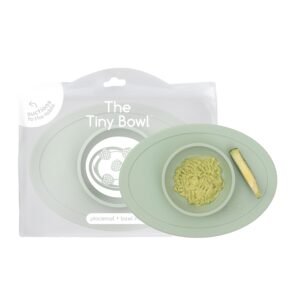ezpz Tiny Bowl – 100% Food Grade Silicone Suction Bowl with Built-in Placemat for First Foods, Promotes Baby Self-Feeding, Non-Slip – Fits on All Highchair Trays – Microwave Safe – 6 Months+ (Sage)
