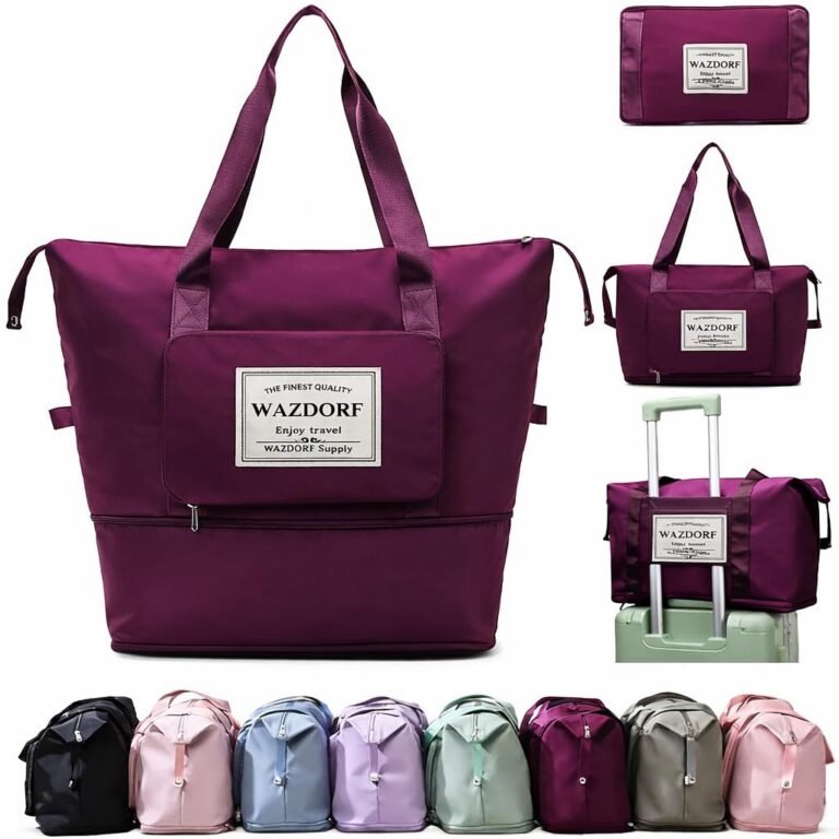 Wazdorf Nylon 41 Liter Expandable Travel Bags for Women, Duffle Bags for Women Luggage, Foldable Vanity Traveling Bag, Waterproof Hand Bag for Ladies Personal Items