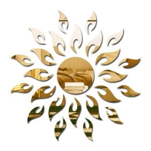 Wall1ders Sun (Golden, 45cm), Mirror Stickers for wall, Acrylic Mirror wall Decor Sticker, wall Mirror Stickers, Acrylic Stickers, Wall Stickers for Hall Room, Bed Room, Kitchen.