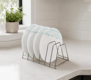 Steeliness Steel Dish Rack Plate Stand For 6 Layer Table Stand, Plates Holder Kitchen, Kitchen Rack, Stainless (Pack Of One, Nhspcountertop, Floating Shelves)