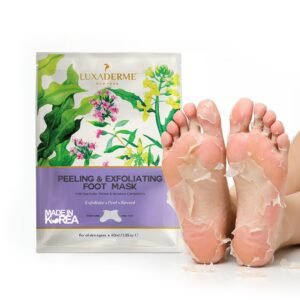 LuxaDerme Korean Foot Peeling Mask with Glycolic, Salicylic & Lactic Acids | Peeling & Exfoliating Treatment for Dry Skin & Callus Removal | Baby-Soft Feet