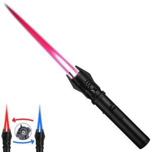 Torch Lighter, Bright Fire Lighter with Safety Lock and Adjustable Red/Blue Flame, Refillable Butane Gas Windproof Jet Flame Cool Lighters, for Candles Campfires BBQ Baking, Camping, Gift