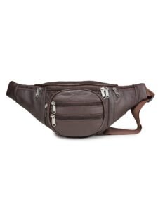 K London Real Leather Brown Waist Bag Fanny Bag Travel Pouch Passport Holder (246_BRN)