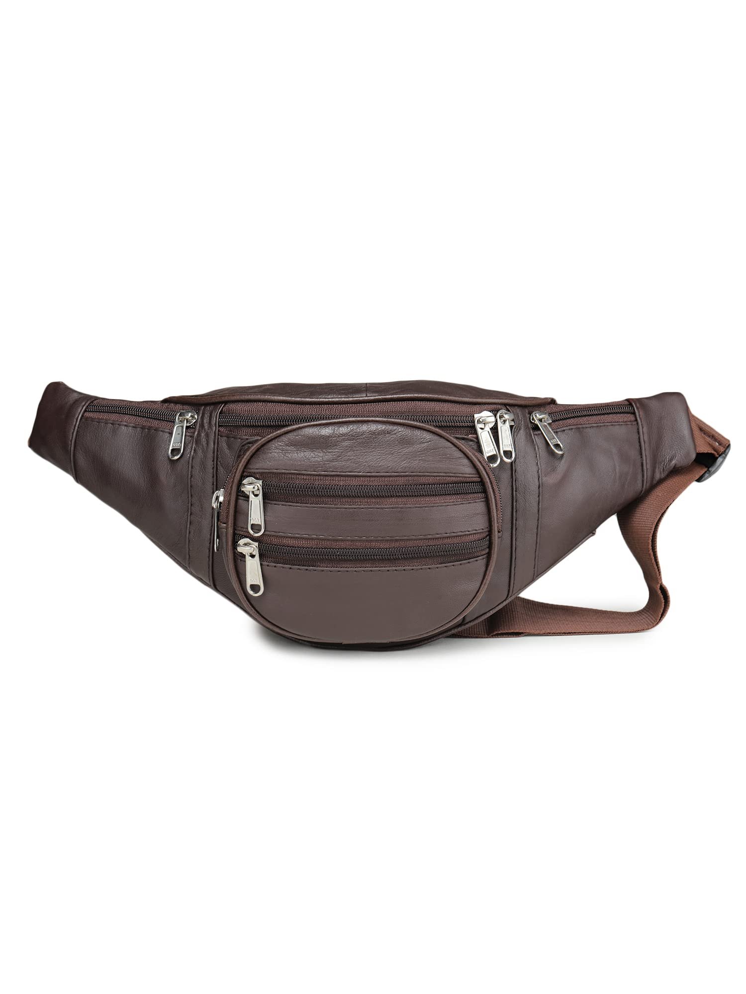 K London Real Leather Brown Waist Bag Fanny Bag Travel Pouch Passport Holder (246_BRN)