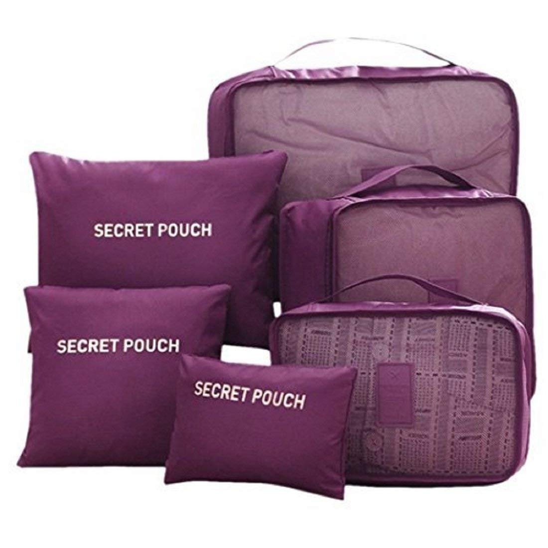 Styleys Set of 6 Travel Organizer Pouch Packing Cubes for Travel Clothes Space Savers Bags Cosmetics/Underwear/Socks/Shoes Toiletry Organiser Pouch (Maroon, S1037) Nylon