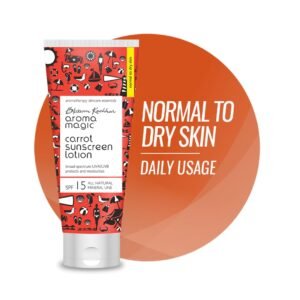 Aroma Magic Carrot Sunscreen Lotion ? 100ml | SPF 15 for Dry Skin | Non-Nano Zinc Oxide, Carrot seed & Rice Bran Oils | No Parabens or Alcohol | Deep Moisture + Sun Protection | 100ml | Pack of 1