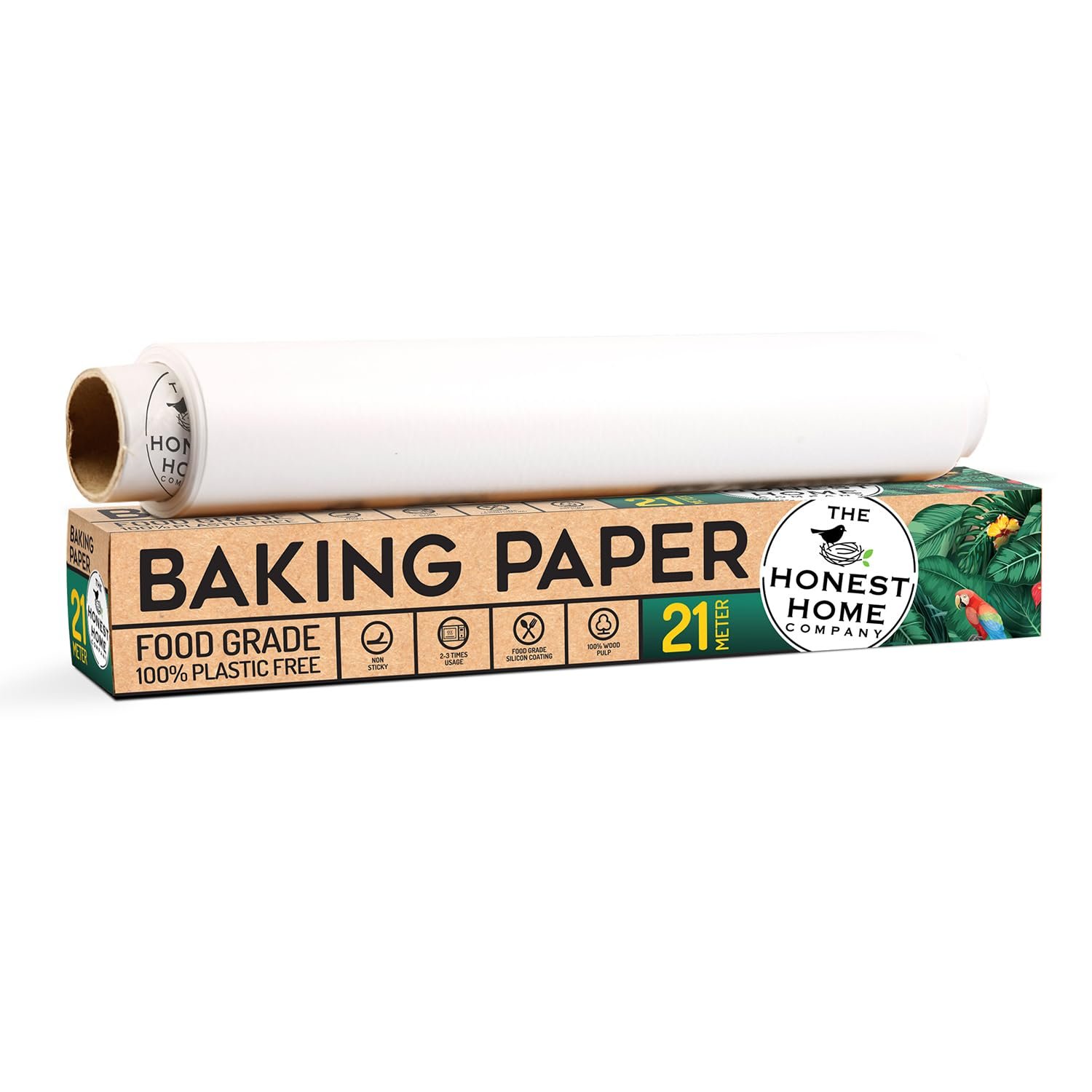 Honest Home Baking Paper Roll | 21 Meters | 40 GSM Non-Stick Parchment Paper for Baking Cake | for Oven, Air Fryer & More
