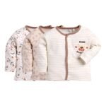 BABYGO Baby Boys & Baby Girls 100% Cotton Full Sleeve Front Open Regular Fit T-Shirt Pack of 3 | Soft Breathable Infant Clothing with Snap Buttons | Printed Newborn Baby Wear Daily Use