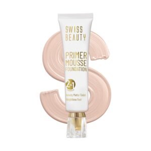 Swiss Beauty Primer Mousse Foundation Weightless Smooth & Velvet Touch, Matte Finish, Face MakeUp, White, 30ml