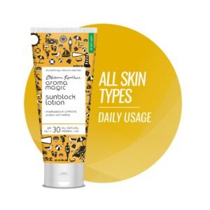 Aroma Magic Matte Sunblock Sunscreen Lotion | SPF 30 PA++ Protection with Non-Nano Zinc Oxide | No Parabens, Alcohol-Free | Calendula, Chamomile | Chemical-Free | All Skin | 50ml | Pack of 1