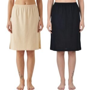 Aimly Women’s Cotton Knee Length Skirt Slip – Pack of 2