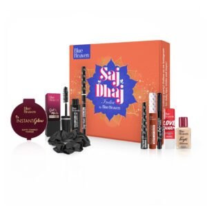 Blue Heaven Saj Dhaj Festive Makeup Kit for Women | Full Face Makeup Kit Combo Set | Natural Medium Tone | Pack of 10 | Long Lasting Beauty Makeup Gift Set for Girls | 19g + 26.3ml