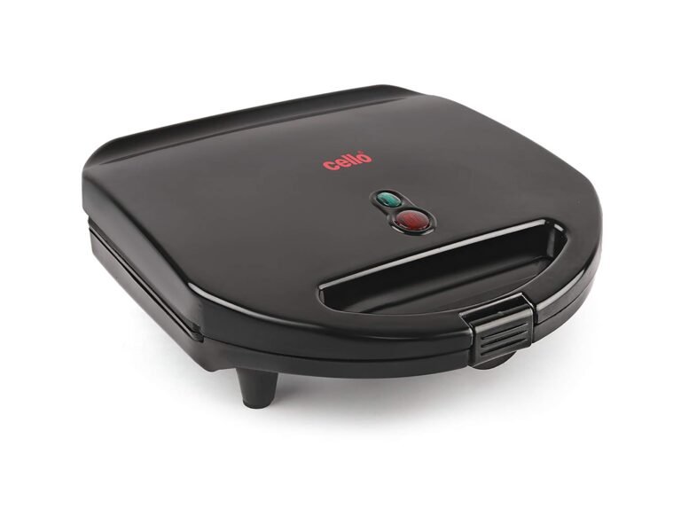 CELLO Super Club Electric Grill Sandwich Toaster Maker 800 Watts Black |PFOA Free Non-Stick Die Cast Aluminium Heating Grill Plates, Power On/Off Indicators, Heat Resistant Body Toaster Sandwich Maker