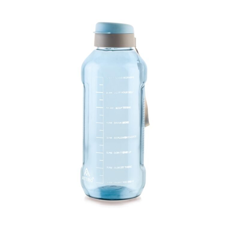 ATTRO Ultra Pro 2 Motivational 2-Liter BPA-Free Water Bottle with Leak-Proof Flip-Top Cap, Nylon Strap and Stylish Blue Color for Daily Hydration