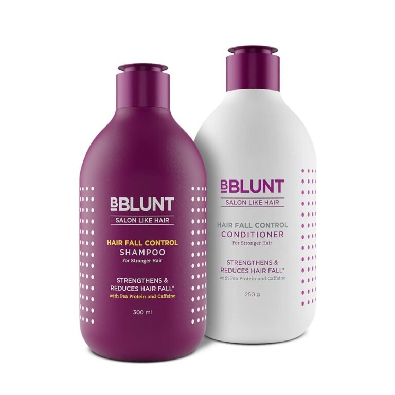 BBLUNT Hair Fall Control Shampoo & Conditioner Combo with Pea Protein & Caffeine for Stronger Hair – (300 ml + 250ml)