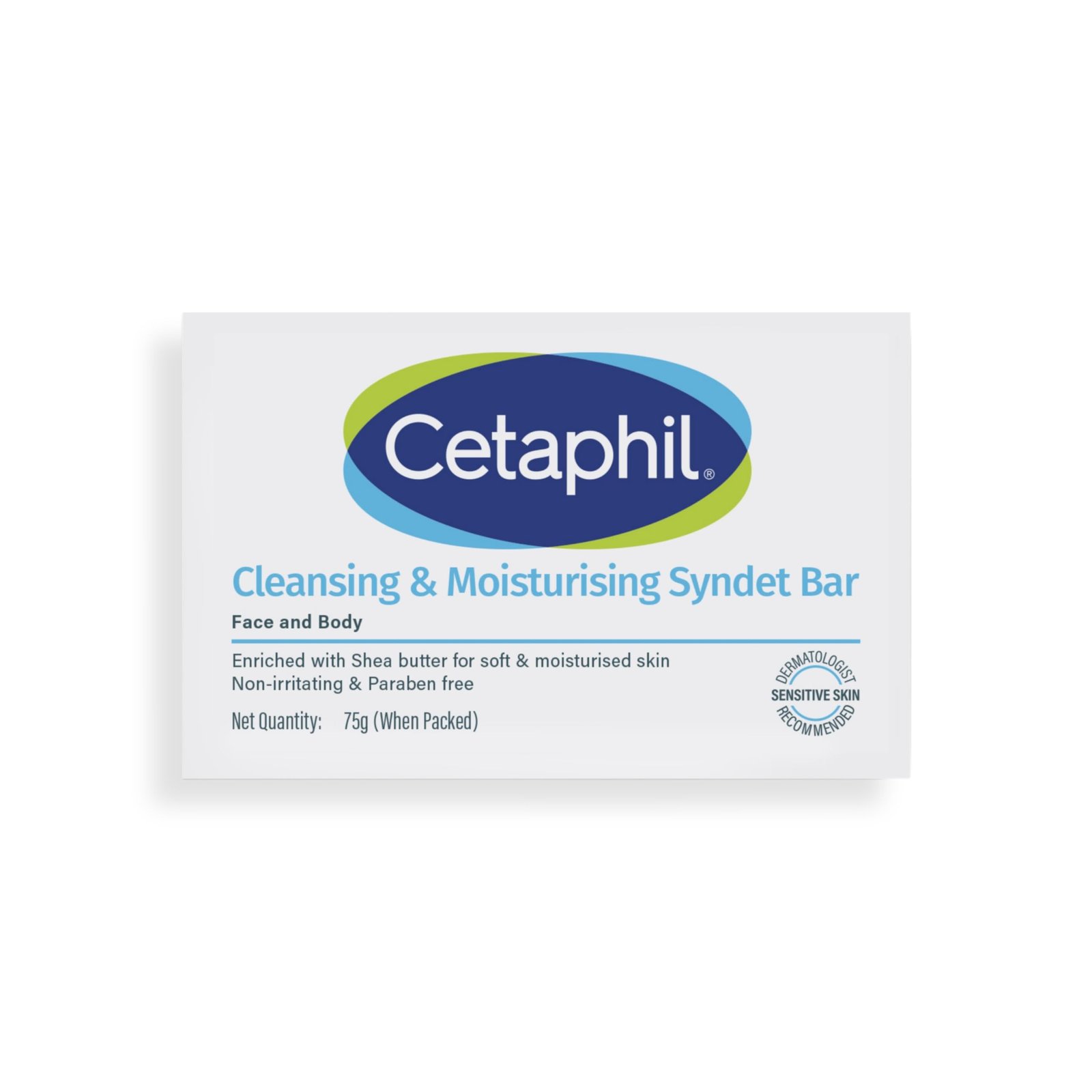Cetaphil Cleansing and Moisturising Syndet Bar, Shea Butter,For Face & Body, Sensitive skin, 75g, Pack of 1