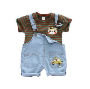 Bold N Elegant Cartoon Bear Printed Kid’s Cotton T-Shirt with Denim Dungaree For Baby Boy and Girl