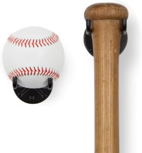 Wallniture Sporta Wall Mount Baseball and Bat Display Memorabilia Holder Collectibles Rack Black Set of 2