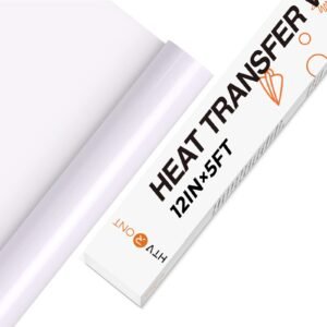 HTVRONT HTV Vinyl Rolls Heat Transfer Vinyl – 12″ x 5ft White