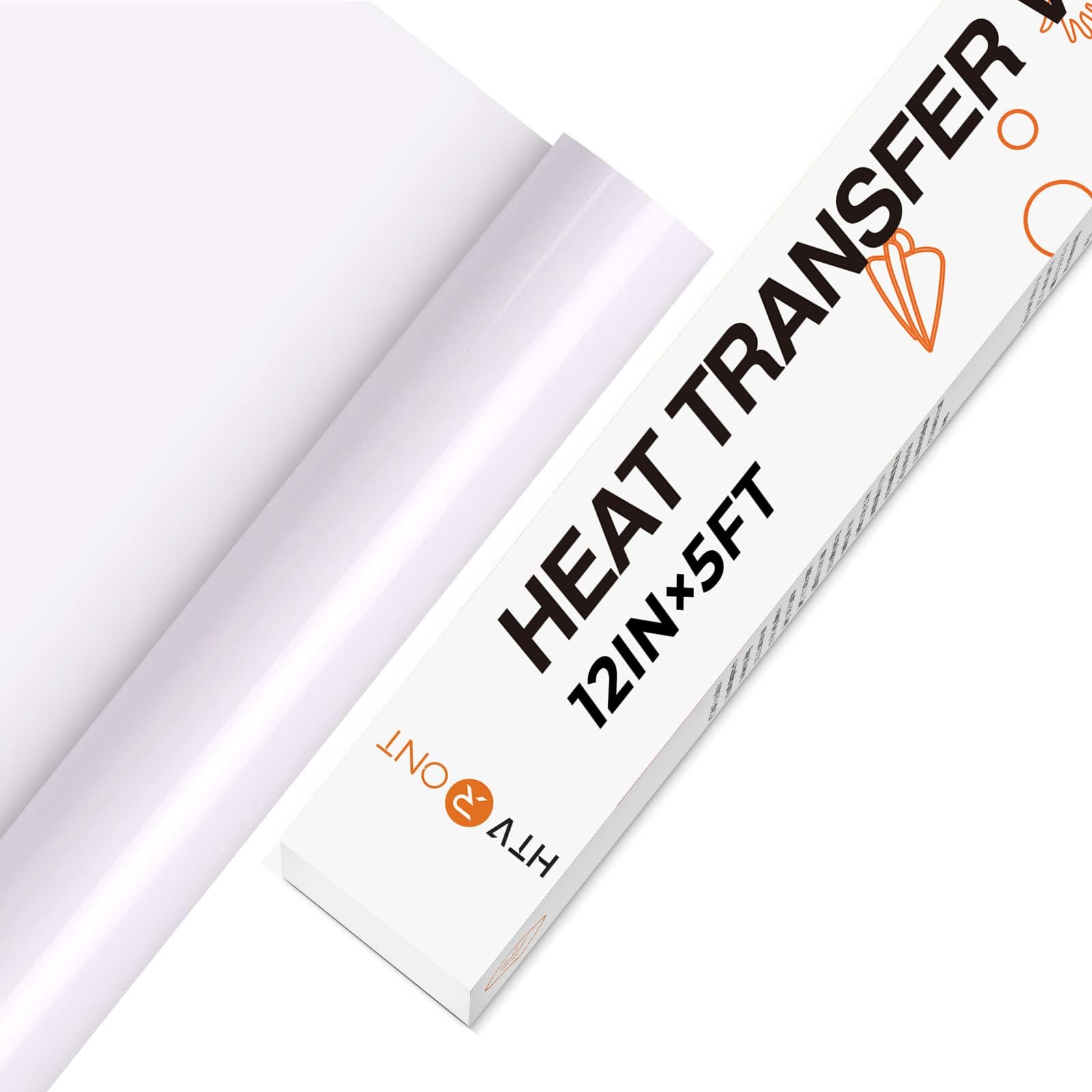 HTVRONT HTV Vinyl Rolls Heat Transfer Vinyl – 12″ x 5ft White