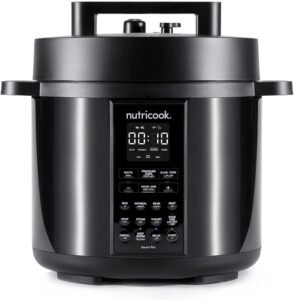 Nutricook Smart Pot 2 Stainless Steel 6 QT (5.7L), 1000W 9-in-1 Instant Programmable Electric Pressure Cooker, Slow Cooker, Rice Cooker, Steamer, Sauté Pot, Sous Vide, Smart Lid, 2-Year Warranty
