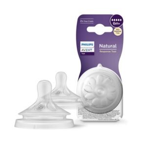 Philips Avent Natural Response Bottle Teat – 2 x Baby Bottle Flow 5 Teats for Babies Aged 6+ Months, BPA Free (Model SCY965/02)