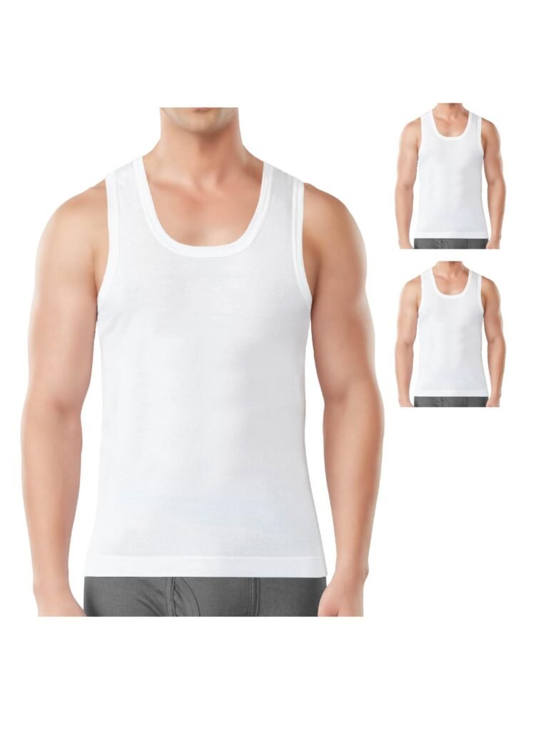 Dixcy Scott Originals Clasz Vest | 100% Combed Cotton | Men’s Vest | No-Peep Neckline | Breathable, Sweat Absorbent Vest for Men | Cut Away Back Arm Hole | Innerwear for Man | Pack of 3 Regular Fit