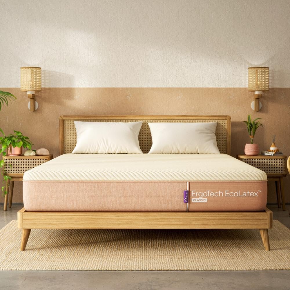 Wakefit Natural EcoLatex Classic Mattress | 10 Years Warranty | Mattress King Bed, ErgoTech Latex Mattress, 8-Inch Bed Mattress, King Size (78x72x8 Inches, Firm, 7-Zone)