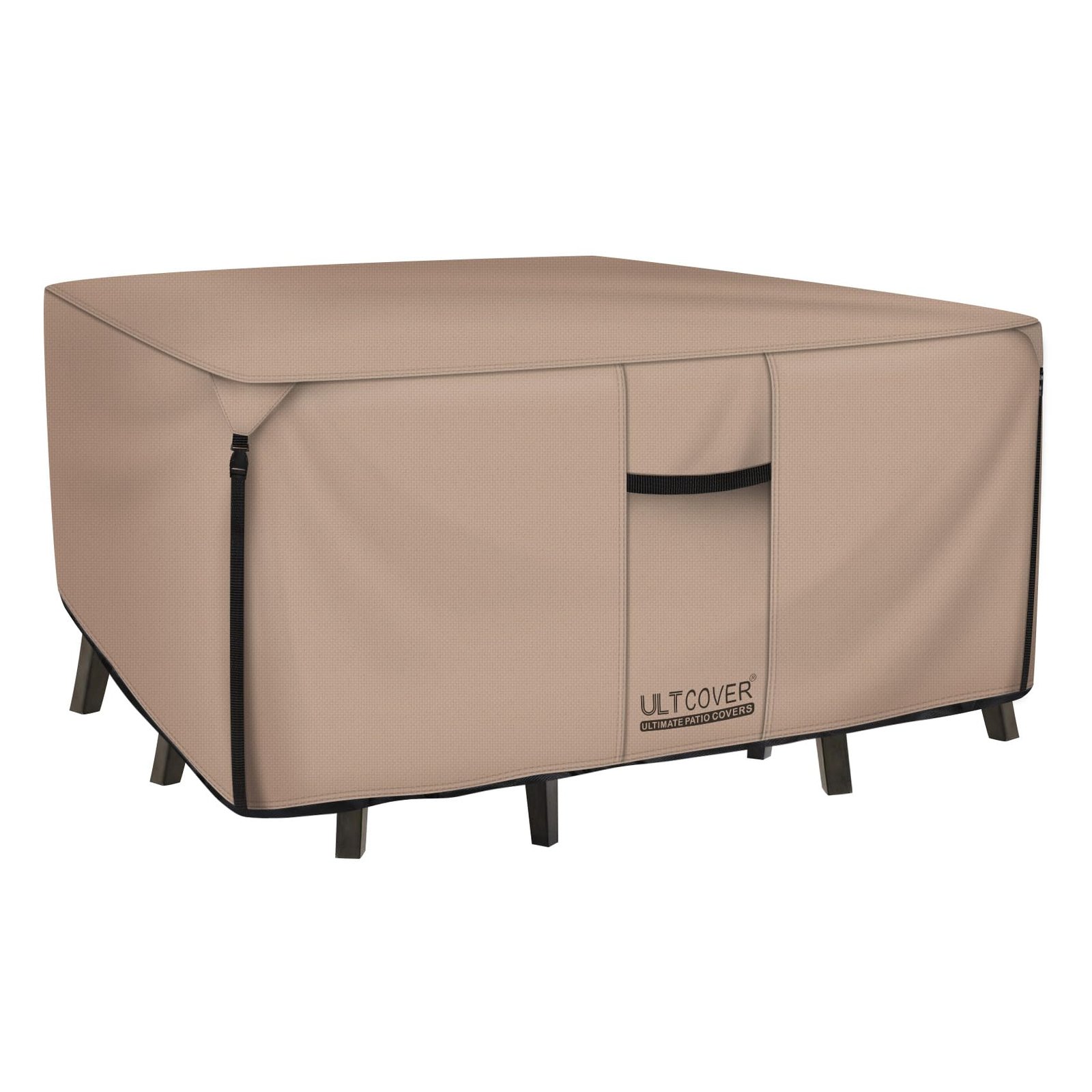 ULTCOVER Square Patio Heavy Duty Table Cover – 600D Tough Canvas Waterproof Outdoor Dining Table and Chairs General Purpose Furniture Cover Size 86 inch