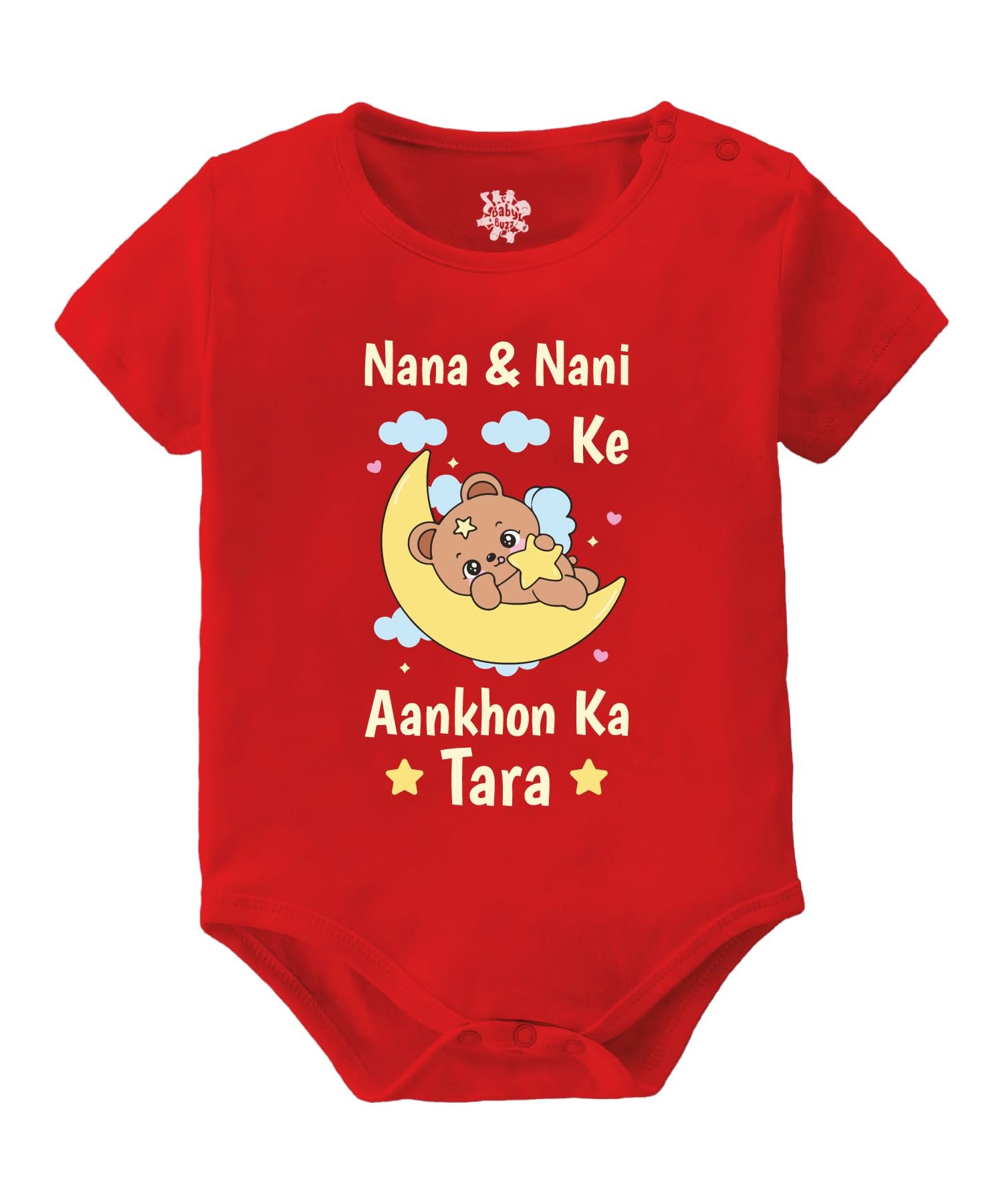 Baby Buzz New Born Baby Dress | Nana Nani Ke Aankho Ka Tara Printed 100% Cotton Bodysuit | Romper for Baby Boy Baby Girl