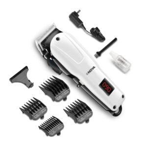 Nova NHT 1083 Professional Rechargeable & Cordless: 120 Minutes Runtime Digital Hair Clipper for Men (White)
