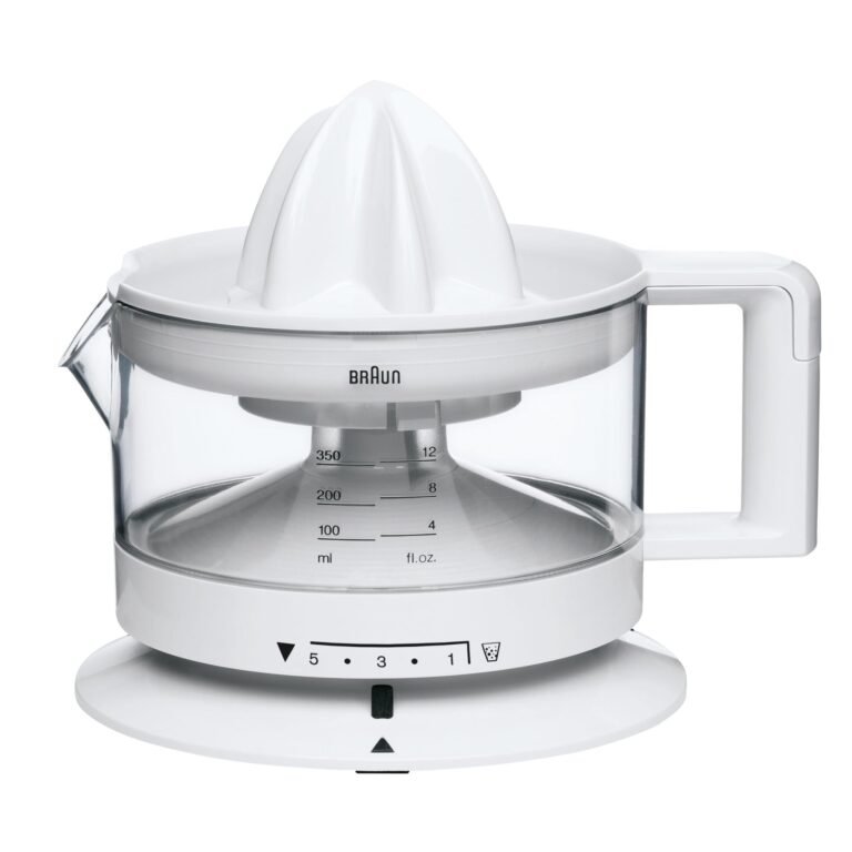 Braun Electric Citrus Juicer, CitrusQuick 1, Original German Brand, Patented Presscone: Get 10% more Juice, Smart Pulp Control, Auto Start Stop, 2-Way Rotation, Dishwasher Safe, 20 Watt, CJ-3000