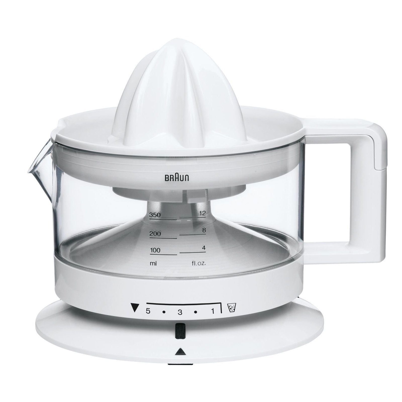 Braun Electric Citrus Juicer, CitrusQuick 1, Original German Brand, Patented Presscone: Get 10% more Juice, Smart Pulp Control, Auto Start Stop, 2-Way Rotation, Dishwasher Safe, 20 Watt, CJ-3000