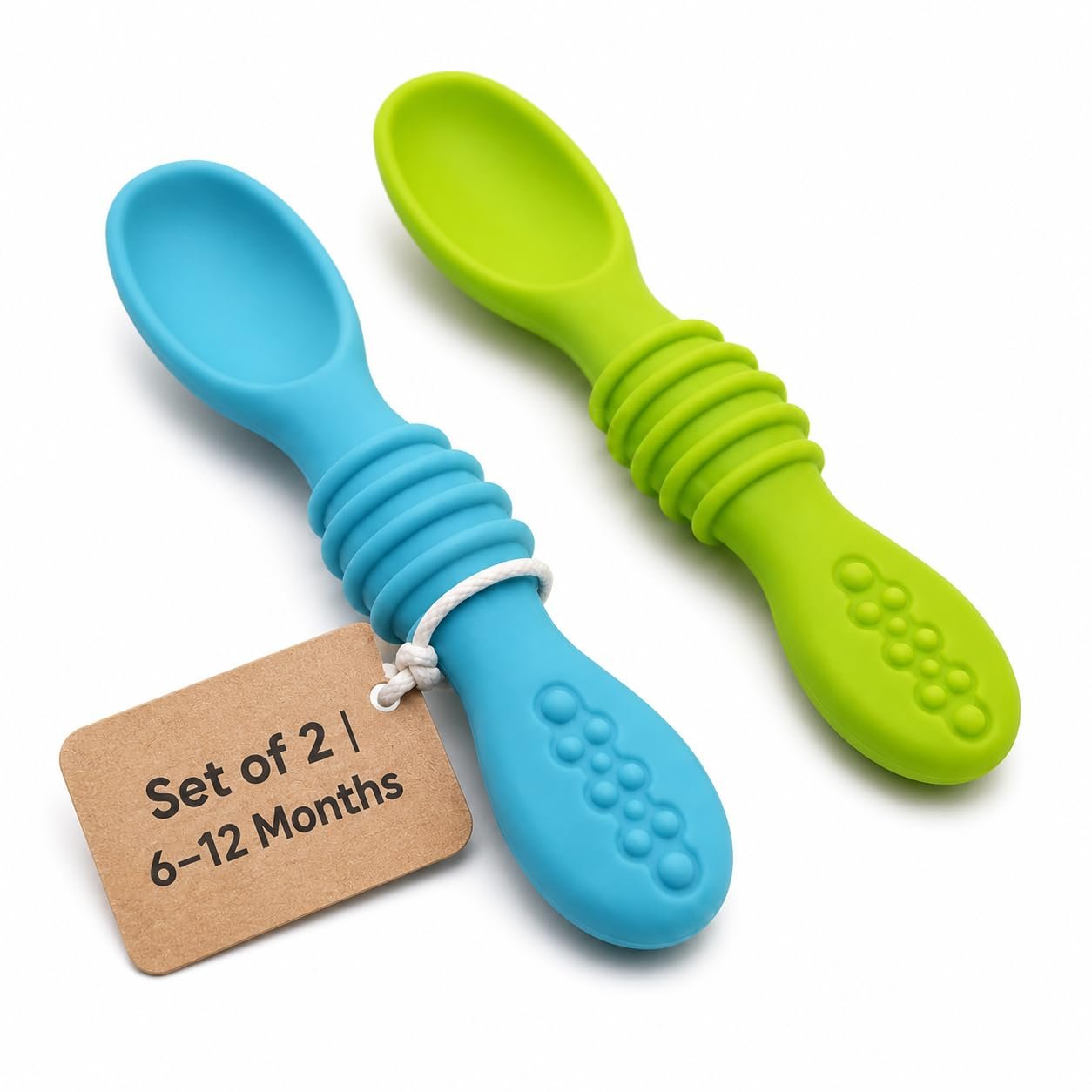 Chic Buddy Silicone Spoon for Baby 6 to 12 Months, Soft Weaning Set of 2