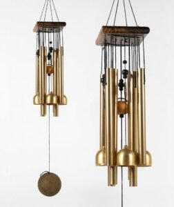 Paradigm Pictures Home Decoration Items Wind Chimes for Home (Golden,Pipe & Hanging Bells)