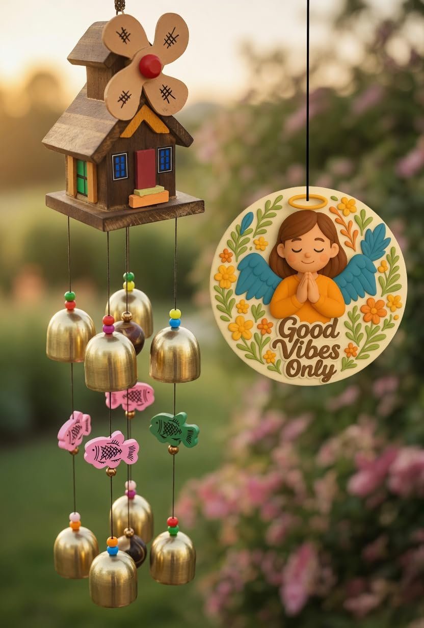 Paradigm Pictures Feng Shui Wind Chime for Home Decor Items | Vastu Hanging Bell for Balcony, Bedroom & Living Room Decoration